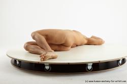 Nude Man White Laying poses - ALL Slim Short Blond Laying poses - on side Realistic